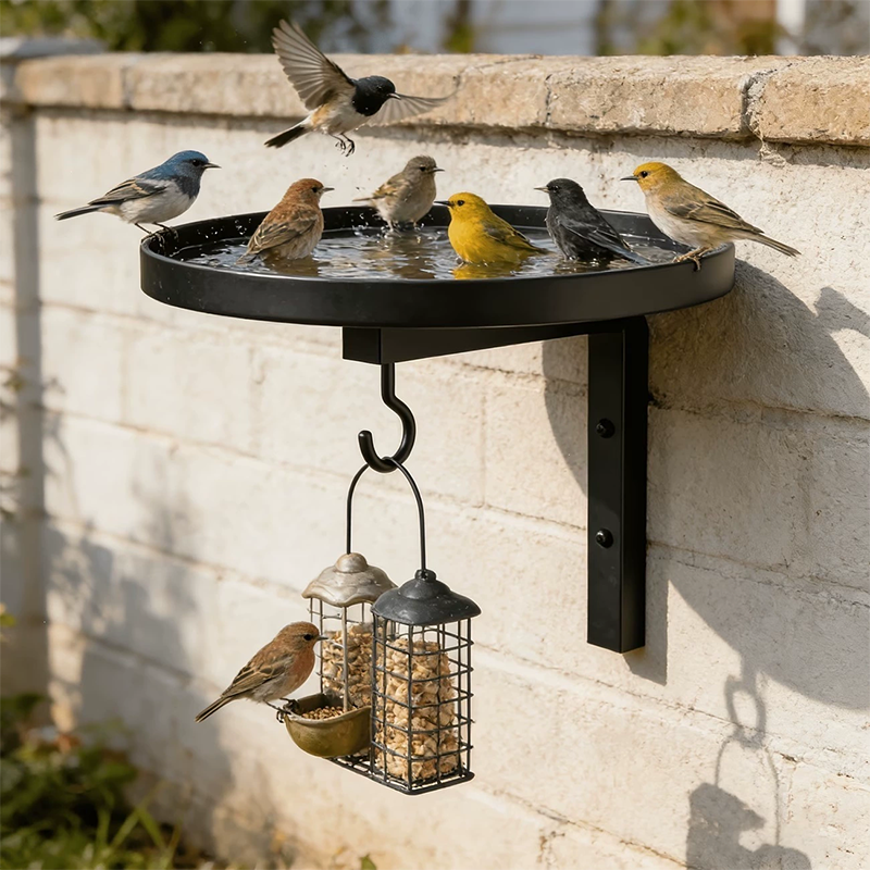 📢📢50 % Rabatt!!🥳🐦Wandmontierter Eisen-Vogeltränke & Futterhaus – dekoratives Kunsthandwerk für Garten, Terrasse & Balkon 🌿🌸