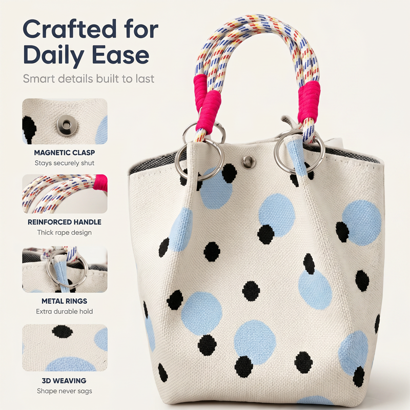 👜🌺 Niedliche Handtasche mit Punkten – leicht & geräumig, ideal für Sommer, jetzt −50%