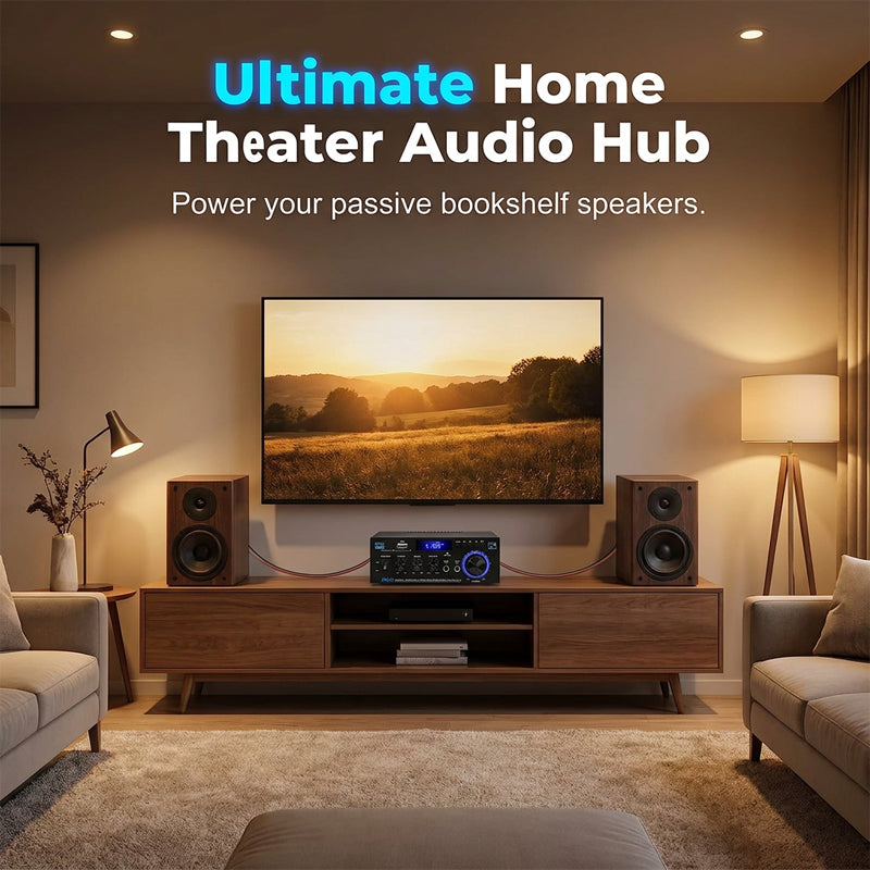 🔊 Digitaler Stereo-Verstärker mit Bluetooth & USB – 2-Kanal, kompakt & leistungsstark, ideal für Heimkino, Musik & Karaoke 🎵
