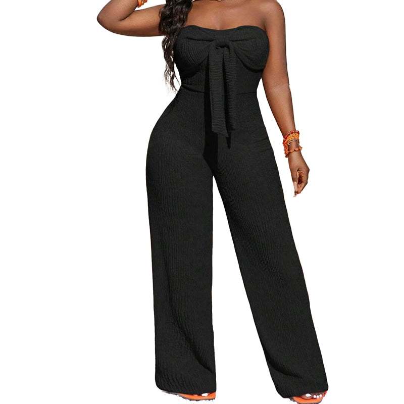 Damen-Jumpsuit, trägerlos, hochgeschnitten, weites Bein