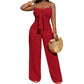 Damen-Jumpsuit, trägerlos, hochgeschnitten, weites Bein