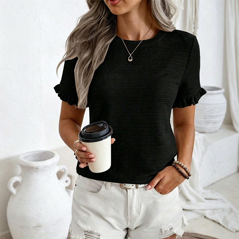 👚 50% RABATT! ✨ Elegantes Damen-Rüschenärmel-Sommeroberteil – Leichter Stoff & romantischer Look – Perfekt für warme Tage, Büro oder besondere Anlässe – feminin und vielseitig kombinierbar 🌸