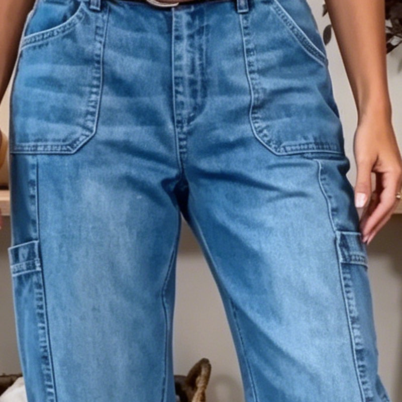 🔥 Letzter Tag! 50% Rabatt Damen 3/4 Cargo Jeans ✨ Lässige elastische verkürzte Jeans für Alltag & Freizeit