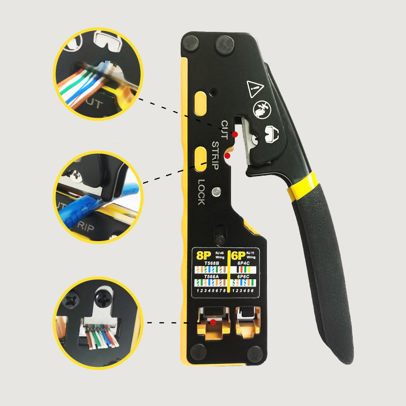 🔧🔌 Multifunktionales Crimpwerkzeug für Netzwerkkabel – 3-in-1: Schneiden, Abisolieren & Crimpen, jetzt −50%