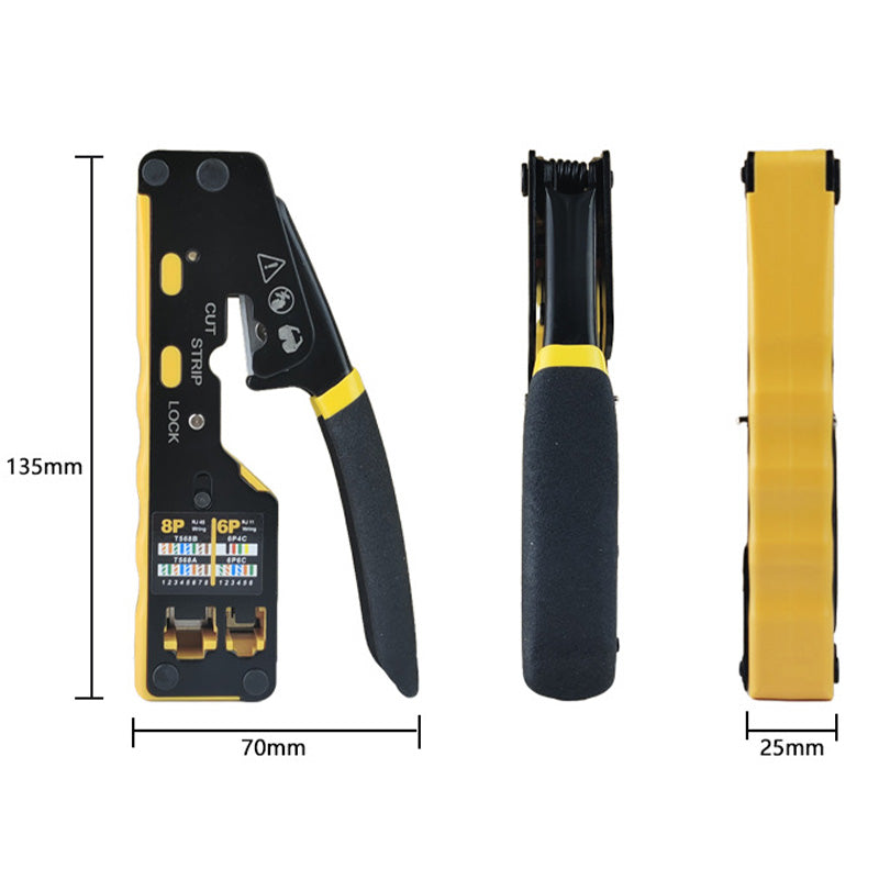 🔧🔌 Multifunktionales Crimpwerkzeug für Netzwerkkabel – 3-in-1: Schneiden, Abisolieren & Crimpen, jetzt −50%