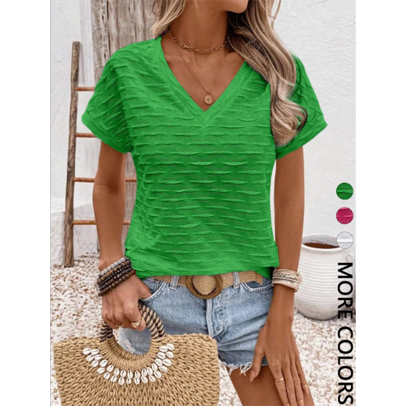 👚 50% RABATT! ⏰ Elegantes Damen-Top mit kurzen Ärmeln und V-Ausschnitt – Leicht, atmungsaktiv & vielseitig – Perfekt für warme Tage, Büro oder einen stilvollen Freizeit-Look 🌸✨