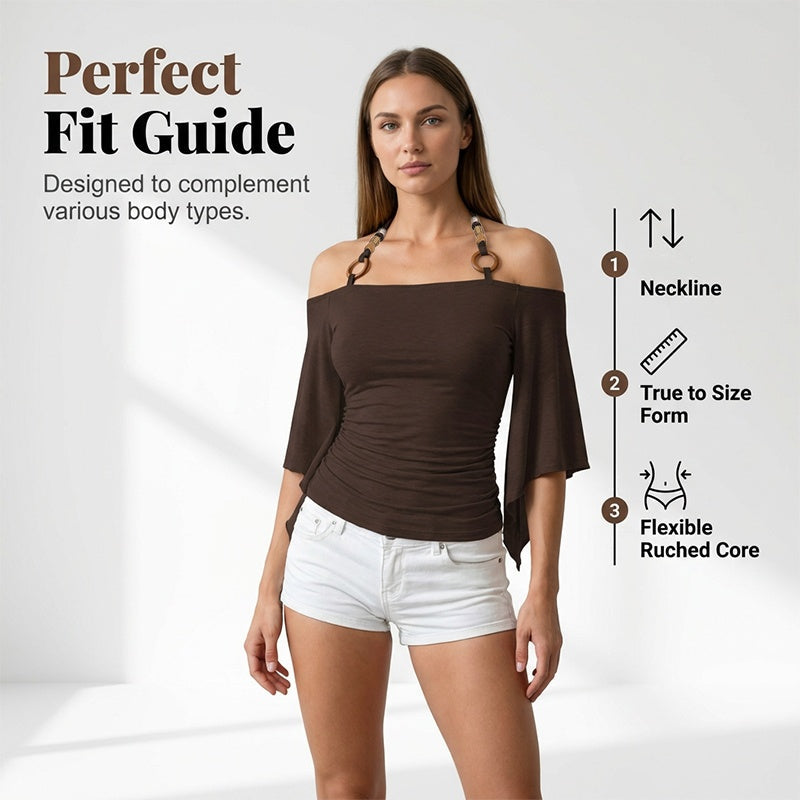 👗 ZEITLICH BEGRENZT 50% RABATT! ✨ Damen Top mit Carmen-Ausschnitt & Halsband – Trägerloses Sommeroberteil