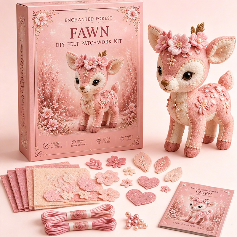 🎁Pink Enchanted Forest DIY Felt Patchwork Kit
