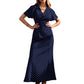 👗 ZEITLICH BEGRENZTER 50% RABATT! ✨ Damen V-Ausschnitt Gepunktetes Maxikleid – Flatterärmel, Figurbetonend, Atmungsaktiv 🎀