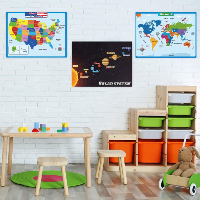 🗺️📚 Lern-Wandkarte für Kinder – Welt & Sonnensystem, 60x45 cm, bunt & pädagogisch, jetzt −50%