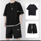 🎉 ZEITLICH BEGRENZT 50% RABATT! 👕 Herren Waffelstrick T-Shirt & Shorts Set – Kühlstoff & Entspanntes Schnittdesign 💙