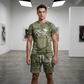 🔥Solange der Vorrat reicht 50 % Rabatt!🎉Herren Lässiges Kunstdenim-Print T-Shirt & Shorts Set