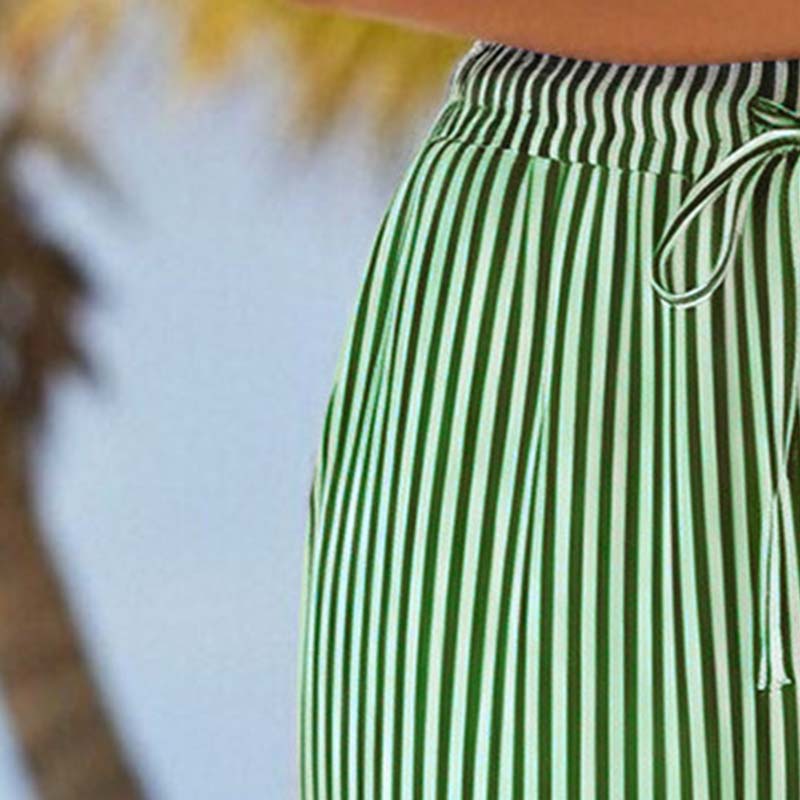 ⏰ Countdown läuft – 50% nur noch 3 Tage! Gestreifte Caprihose aus Baumwoll-Leinen-Mischgewebe für Damen mit Taschen