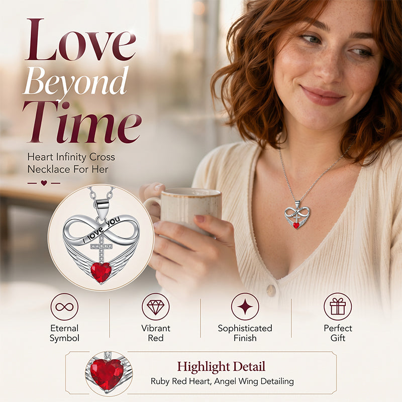 💫 50% RABATT! 🔥 Unendlichkeit Herz Kreuz Halskette mit Flügelanhänger – Elegant & bedeutungsvoll – Perfekt als Geschenk oder täglicher Begleiter – zart & symbolisch ❤️🕊️✨