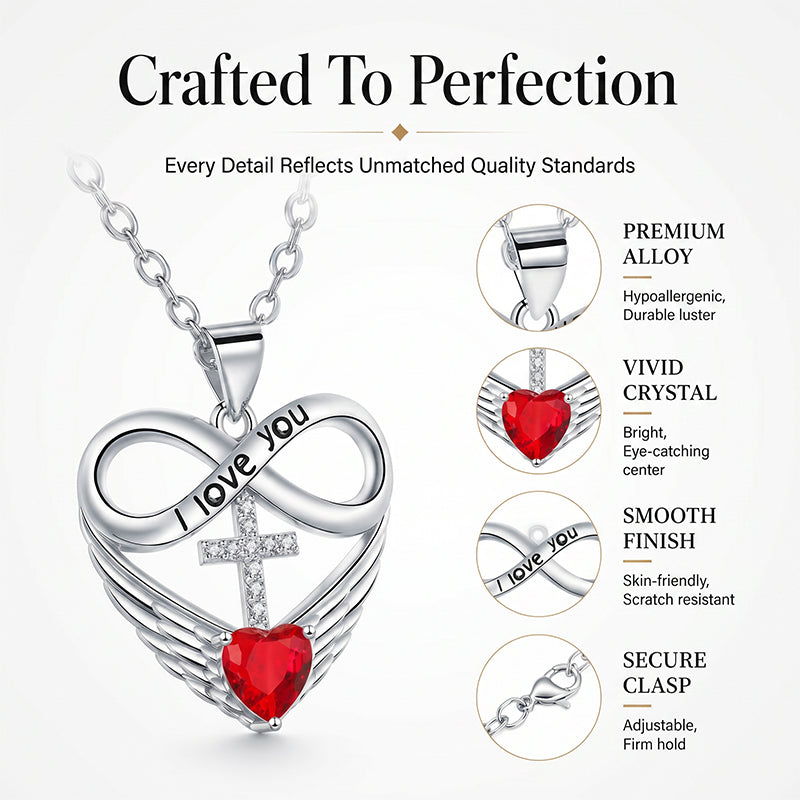 💫 50% RABATT! 🔥 Unendlichkeit Herz Kreuz Halskette mit Flügelanhänger – Elegant & bedeutungsvoll – Perfekt als Geschenk oder täglicher Begleiter – zart & symbolisch ❤️🕊️✨