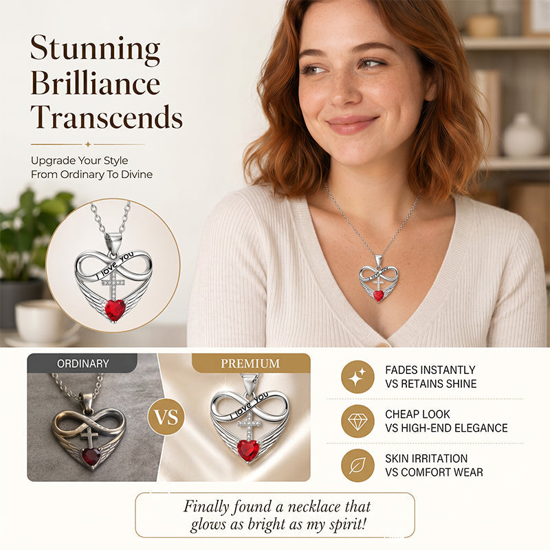💫 50% RABATT! 🔥 Unendlichkeit Herz Kreuz Halskette mit Flügelanhänger – Elegant & bedeutungsvoll – Perfekt als Geschenk oder täglicher Begleiter – zart & symbolisch ❤️🕊️✨