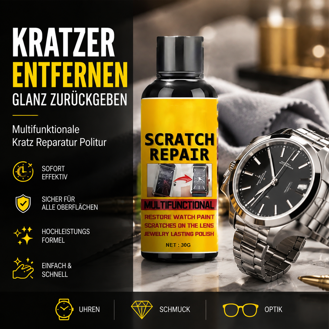 🚗 –50 % HEUTE! Multifunktionale Kratzer-Politur – entfernt Kratzer, Oxidation & Lackschäden – für Autolack, Metall, Glas & Uhren geeignet – einfach anzuwenden & schnell wirksam