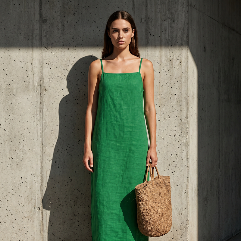 🎁 50% RABATT 💥 Damen Lässiges Einfarbiges Trägerkleid