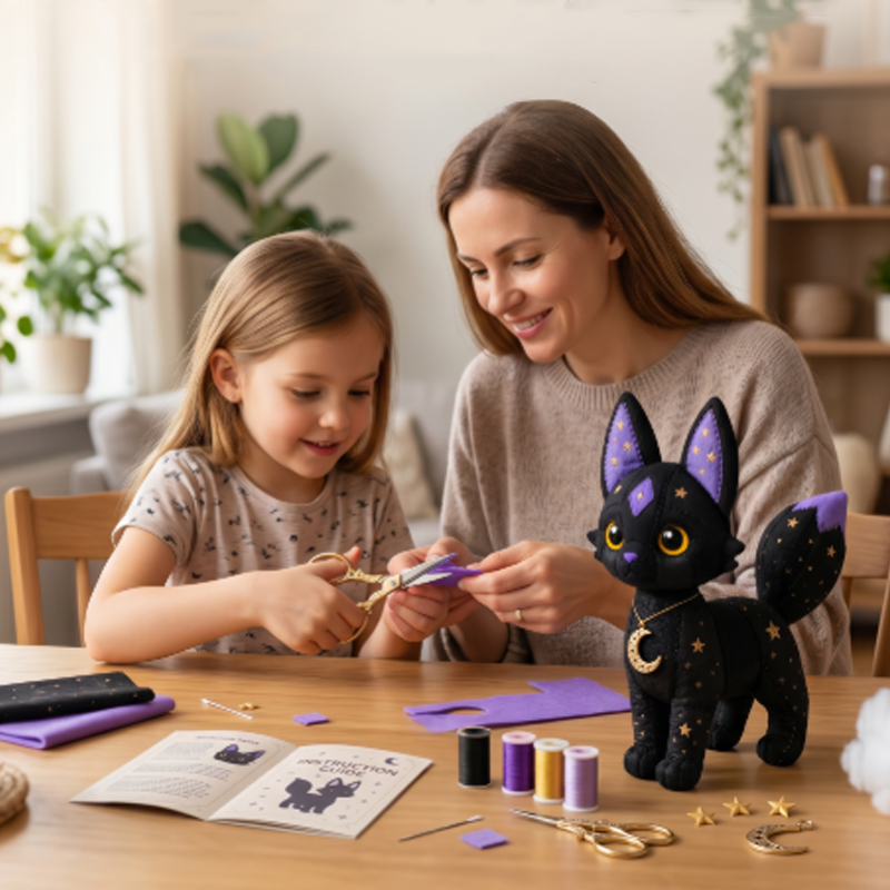 🤩2026 NEU EINGETROFFEN🔥Nähset für Anfänger: Mystische Patchwork-Tiere 🌙 – DIY-Plüsch-Bastelset mit Sternenstoff & Mondanhänger 🧵✨