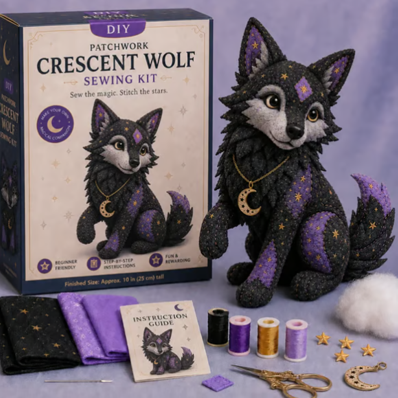 🤩2026 NEU EINGETROFFEN🔥Nähset für Anfänger: Mystische Patchwork-Tiere 🌙 – DIY-Plüsch-Bastelset mit Sternenstoff & Mondanhänger 🧵✨