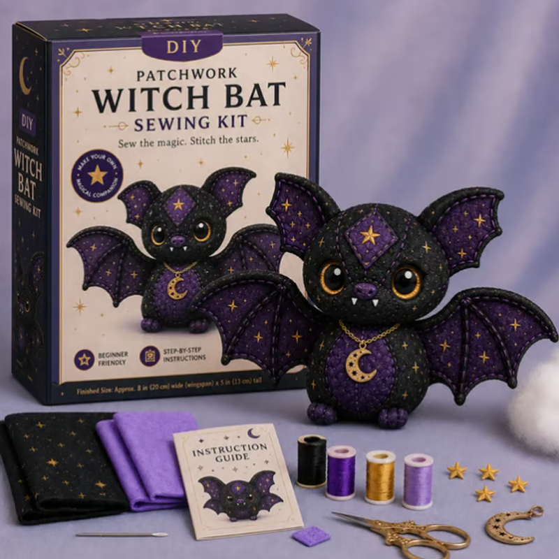 🤩2026 NEU EINGETROFFEN🔥Nähset für Anfänger: Mystische Patchwork-Tiere 🌙 – DIY-Plüsch-Bastelset mit Sternenstoff & Mondanhänger 🧵✨