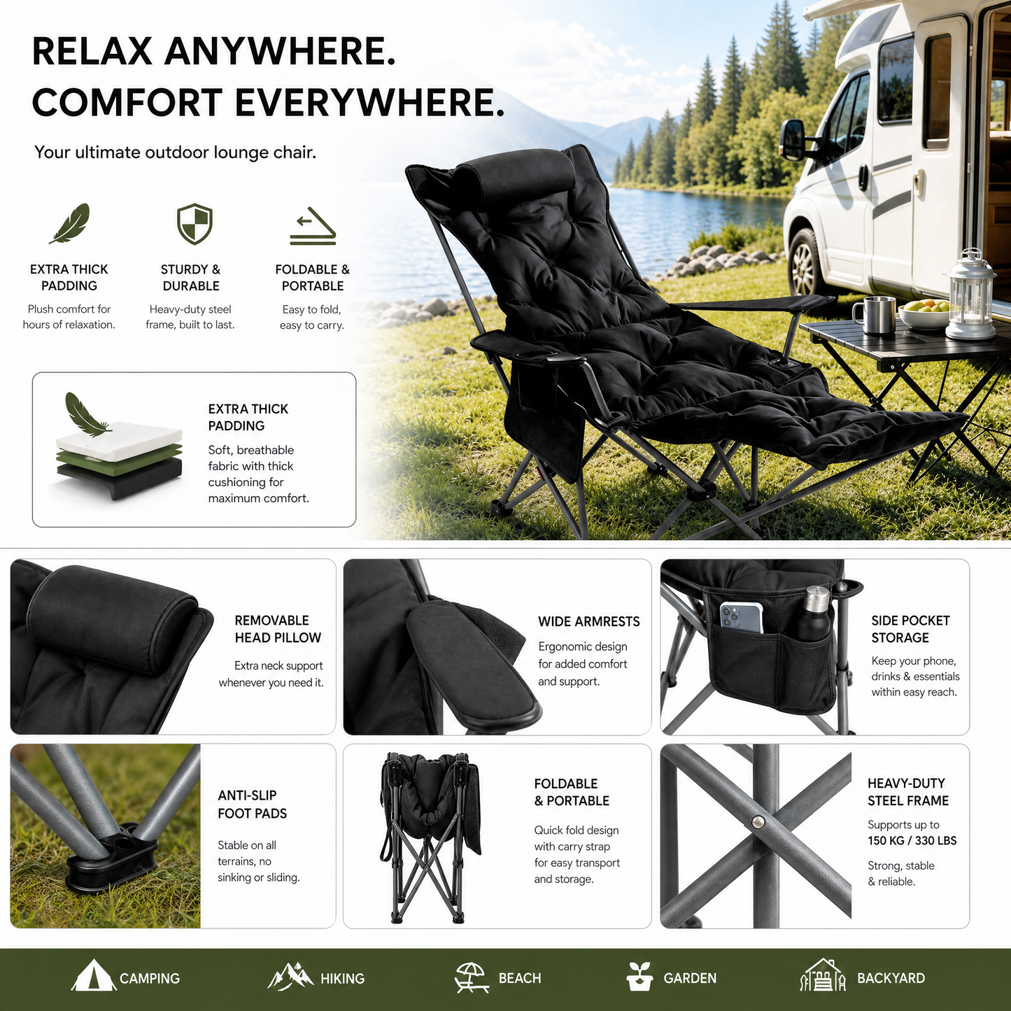 🪑 50% RABATT! 🏕️ Outdoor-Klappstuhl