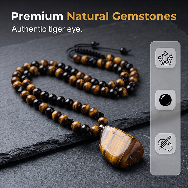🔥 50% RABATT! 🦁 Herren Tigerauge Perlenkette ✨ Natürlicher Stein, Stilvolles Design & Perfektes Geschenk für Männer