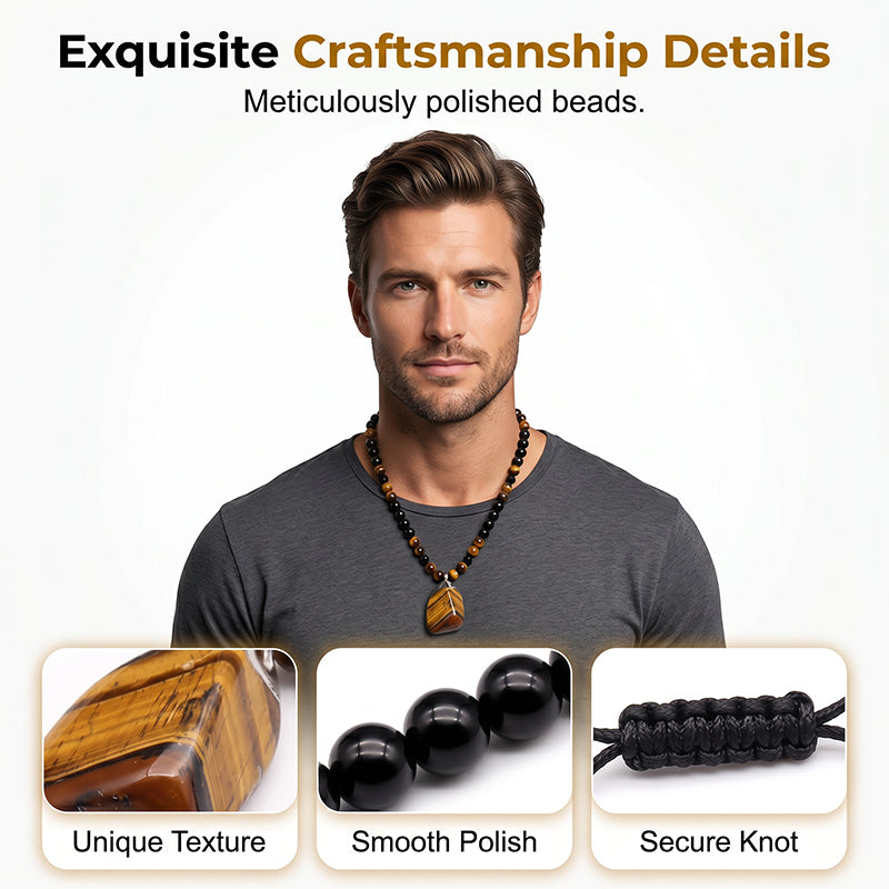 🔥 50% RABATT! 🦁 Herren Tigerauge Perlenkette ✨ Natürlicher Stein, Stilvolles Design & Perfektes Geschenk für Männer