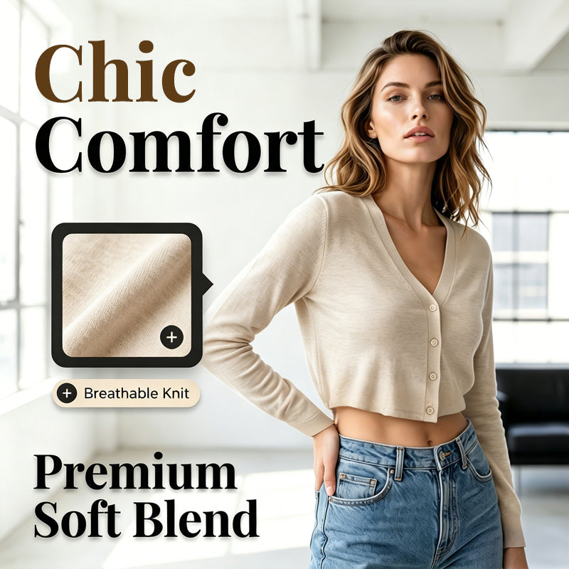 ✨☀️Damen Dünner Kurzer Cardigan Knöpfverschluss Sommer-Schal für Trägerkleid