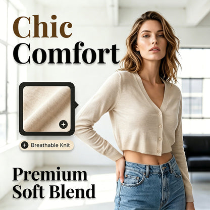 ✨☀️Damen Dünner Kurzer Cardigan Knöpfverschluss Sommer-Schal für Trägerkleid