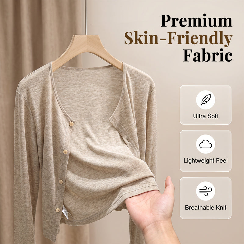 ✨☀️Damen Dünner Kurzer Cardigan Knöpfverschluss Sommer-Schal für Trägerkleid