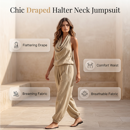👗 50% RABATT! ✨ Damen Neckholder Overall mit weitem Bein – Eleganter Schnitt & luftiger Stoff – Ideal für Sommer, Festivals oder elegante Anlässe – stilvoll & bequem 🌸💃🌿