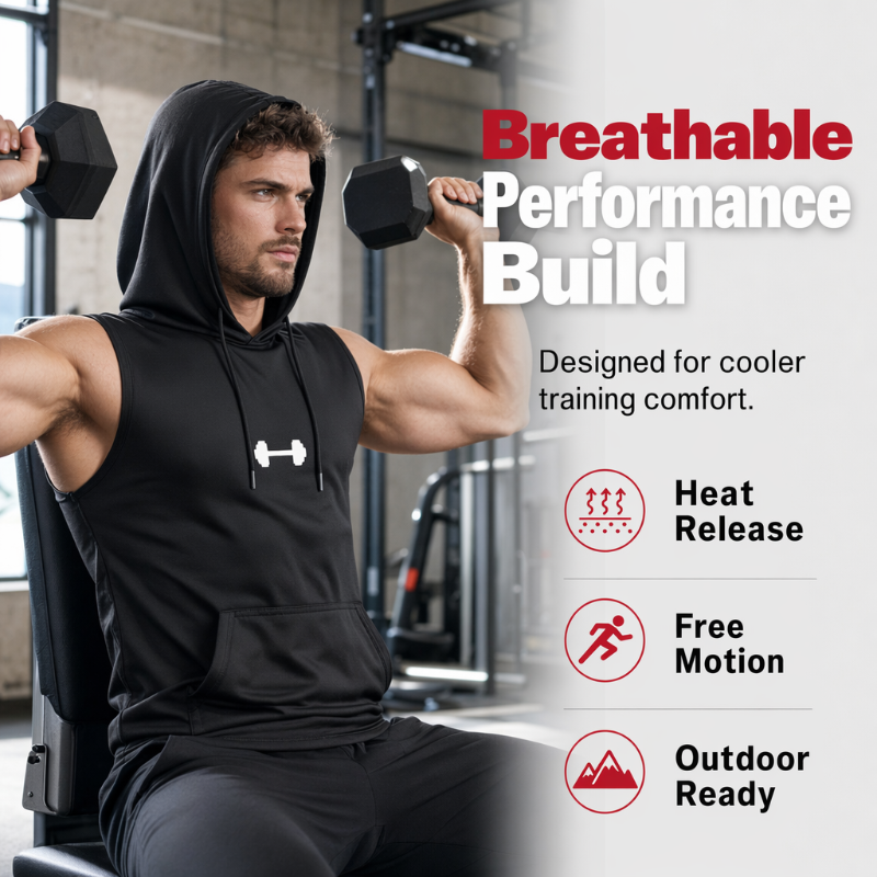 🏋️ Herren Ärmelloses Sportkapuzenshirt | Atmungsaktiv, Muskelschnitt & Ideal für Gym, Laufen & Outdoor-Training