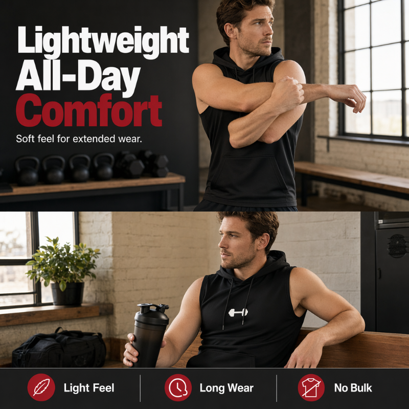 🏋️ Herren Ärmelloses Sportkapuzenshirt | Atmungsaktiv, Muskelschnitt & Ideal für Gym, Laufen & Outdoor-Training