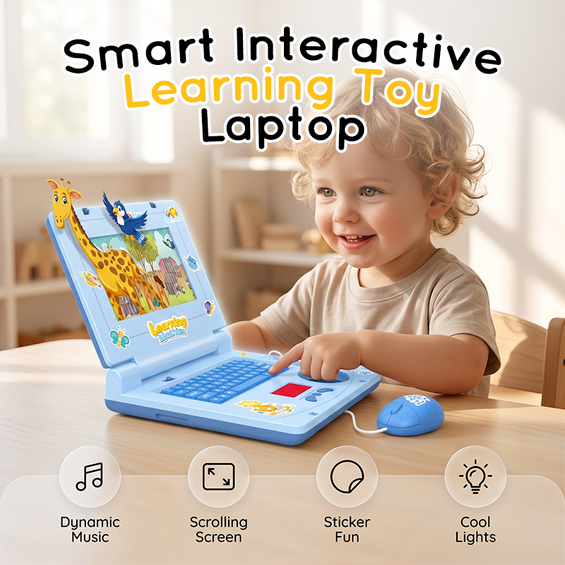 💻 LIMITIERTER 50% RABATT! Interaktiver Kinder Lernspielzeug-Laptop mit Maus – Bewegender Bildschirm, Lichter & Musik, fördert Feinmotorik und frühes Lernen für Kleinkinder