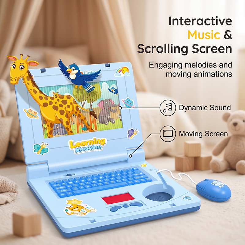 💻 LIMITIERTER 50% RABATT! Interaktiver Kinder Lernspielzeug-Laptop mit Maus – Bewegender Bildschirm, Lichter & Musik, fördert Feinmotorik und frühes Lernen für Kleinkinder