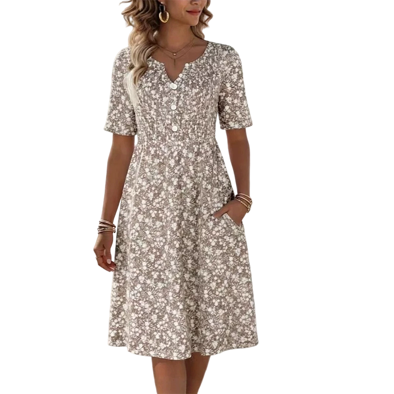 👗 50% RABATT! 🌸 Damen Freizeitkleid mit V-Ausschnitt, Blumendruck & Taschen – Leicht, vielseitig & praktisch – Perfekt für Sommer, Spaziergänge & Urlaub ☀️