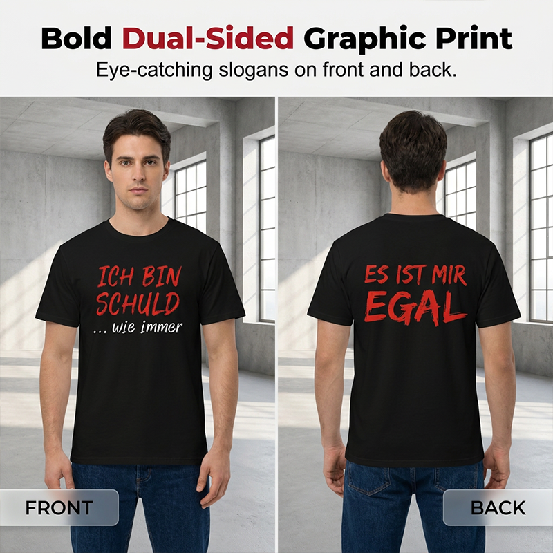 🔥Solange der Vorrat reicht 50 % Rabatt!🎉Witziges deutsches Slogan-T-Shirt für Herren, schwarz, Kurzarm, Rundhalsausschnitt