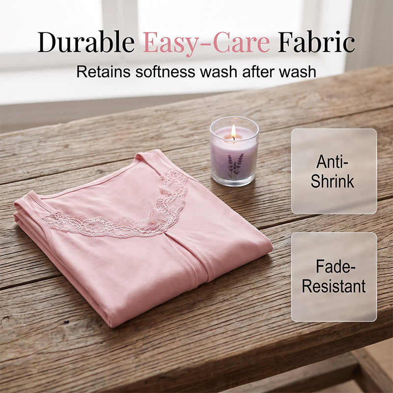 👗🌙 50% RABATT! Damen Spitzen-V-Ausschnitt Nachthemd – Lockeres Modal Unterkleid – Bequem, atmungsaktiv & perfekt für erholsamen Schlaf ✨