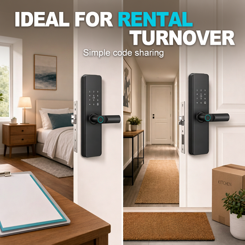 🔑 50% RABATT! 🚪 Intelligentes Türschloss mit Fingerabdruck & Code – Einfache Montage, bohrfrei & sicher – Ideal für Mietwohnungen, Hotels & Apartments 🔐