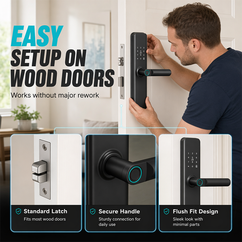 🔑 50% RABATT! 🚪 Intelligentes Türschloss mit Fingerabdruck & Code – Einfache Montage, bohrfrei & sicher – Ideal für Mietwohnungen, Hotels & Apartments 🔐