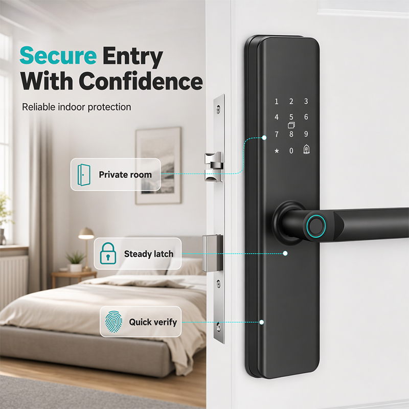 🔑 50% RABATT! 🚪 Intelligentes Türschloss mit Fingerabdruck & Code – Einfache Montage, bohrfrei & sicher – Ideal für Mietwohnungen, Hotels & Apartments 🔐