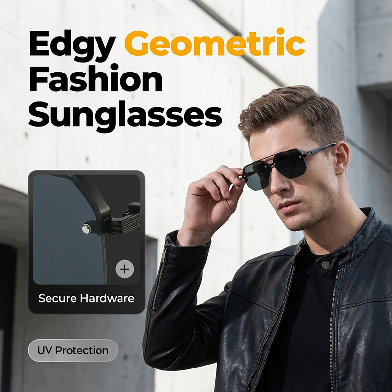 📢📢50 % RABATT !! ⏰Stylische Herren-Sonnenbrille mit geometrischem Polygon-Design