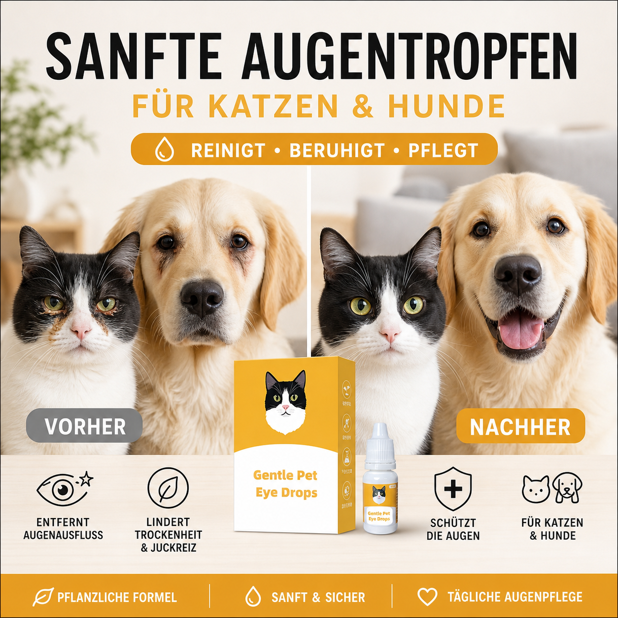 🔥🎁 2+1 GRATIS!!🥳 💞 50K+ VERKAUFT! 🐱🐶 Sanfte Augentropfen mit Pflanzenextrakten für Hunde & Katzen | 10 ml 💥 Jetzt 50% Rabatt✨