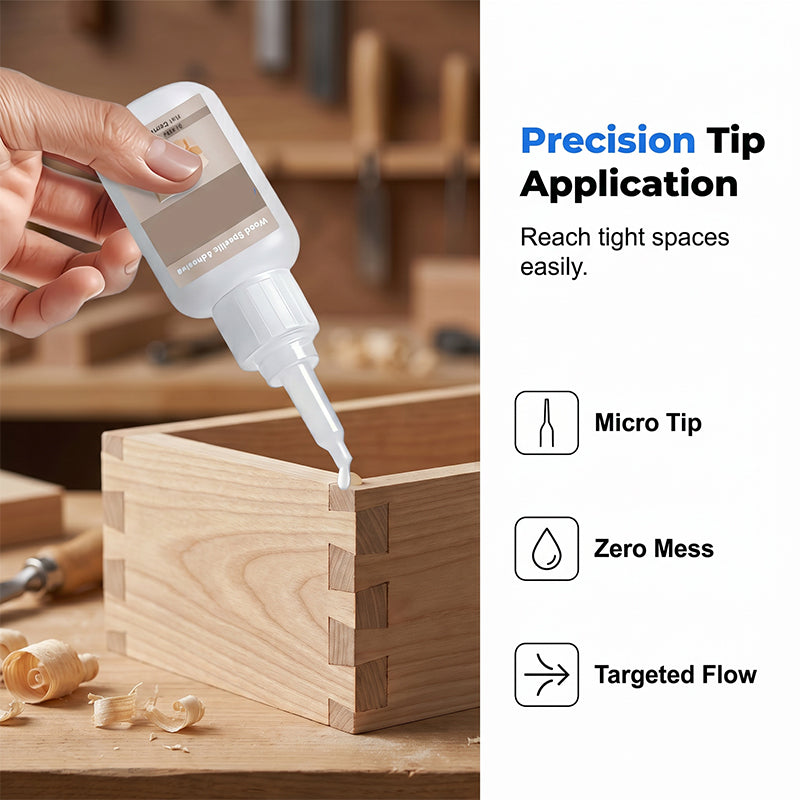 ✨🔧 50 % RABATT! Strong Bond Holzleim – Hochbelastbare Reparaturen an Türrahmen, Stühlen und Tischen. Präzisionsspitze – kein Kleckern, kein Verschwenden. Schnelle Aushärtung – noch heute wieder einsatzbereit! 💪