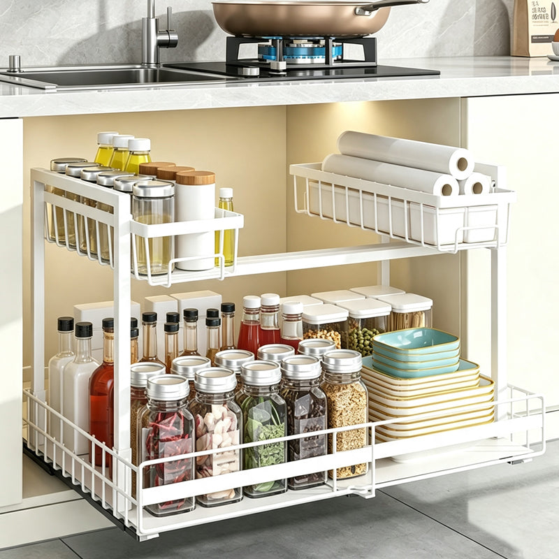 🛍️ 50 % Rabatt – Ausziehbares Küchenregal – gleitende Schublade, platzsparend & vielseitig für Schränke, Speisekammer & Arbeitsplatten 🍳