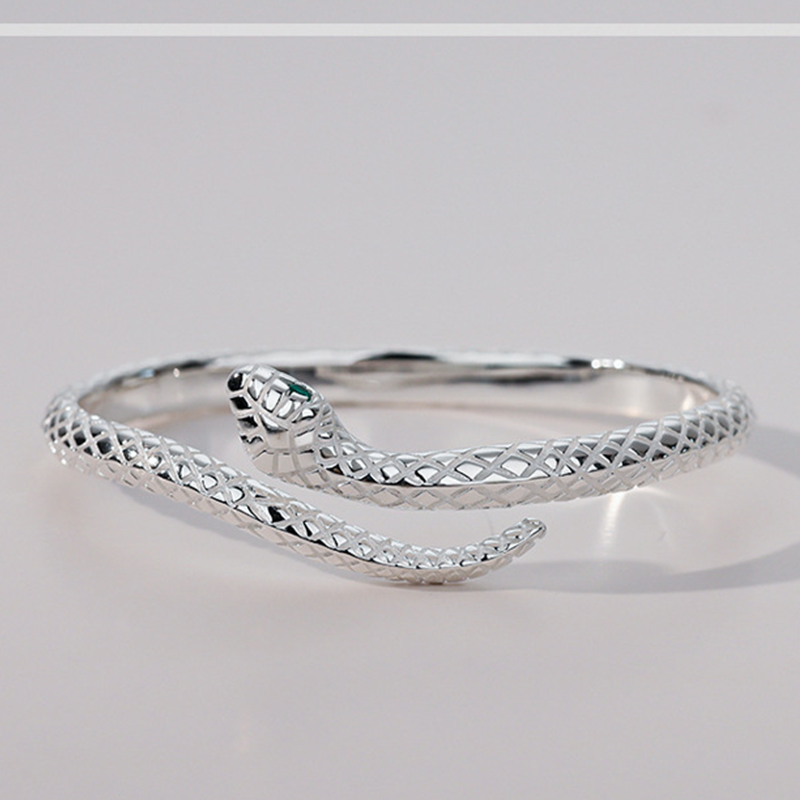 🐍 50% RABATT! ✨ Vintage Schlangen-Armreif – Verstellbar, mit Schuppendetails & grünen Augen – Einzigartiges Accessoire mit Charakter 🖤