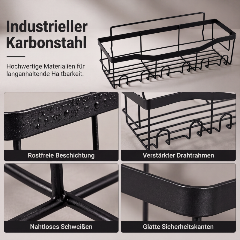 🧴 50 % Rabatt – Dusch-Organizer-Set mit starken Klebehaken – aus robustem, rostfreiem Metall, für Shampoo-Flaschen, Duschgel & Handtücher – einfach zu montieren ✨