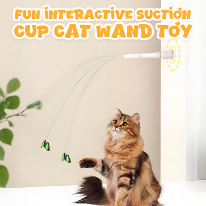 ✨🎁 50% RABATT! 🐱 Interaktives Katzenspielzeug mit Saugnapf und Angelrute, fördert Bewegung, leicht zu befestigen, unterhält Ihre Katze stundenlang🦋🐾