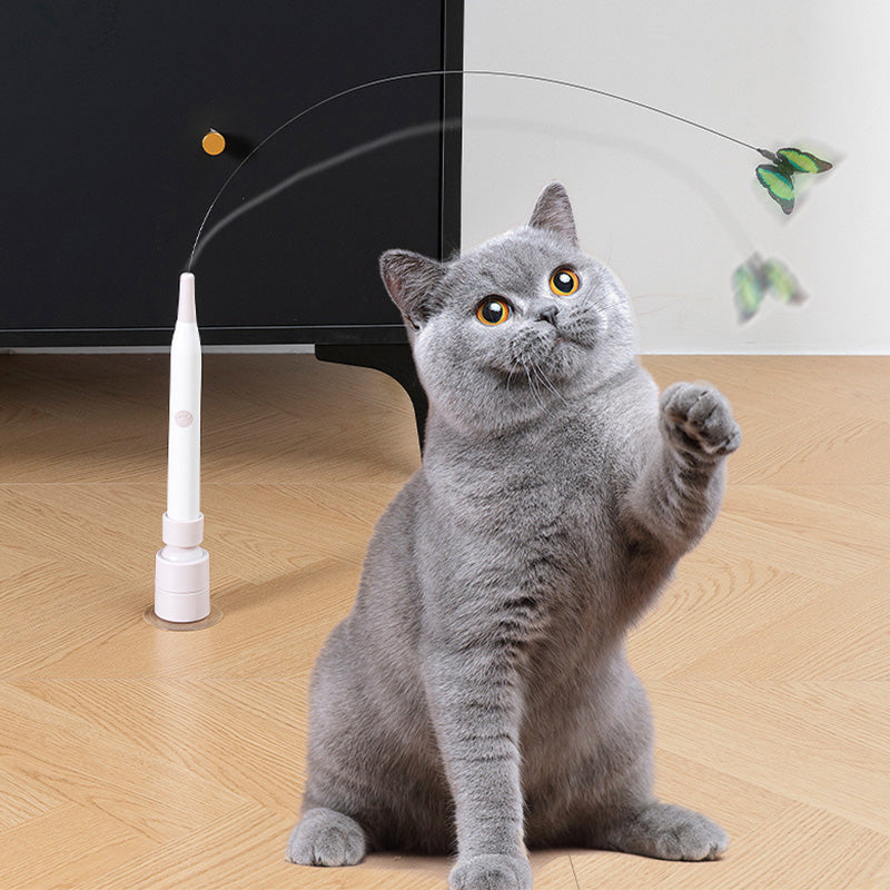 ✨🎁 50% RABATT! 🐱 Interaktives Katzenspielzeug mit Saugnapf und Angelrute, fördert Bewegung, leicht zu befestigen, unterhält Ihre Katze stundenlang🦋🐾